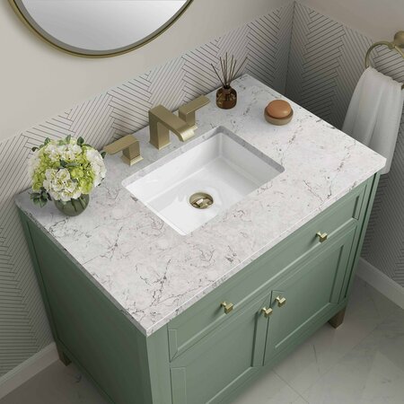 James Martin Vanities Chicago 36in Single Vanity, Smokey Celadon w/ 3 CM Eternal Jasmine Pearl Top 305-V36-SC-3EJP